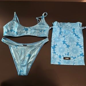 Triangl Blue Rina - Ocean Floral Swimsuit Bikini + Bag